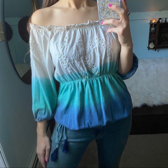 Anthropologie Bohemian Ombré Eyelet Top - Picture 15 of 15